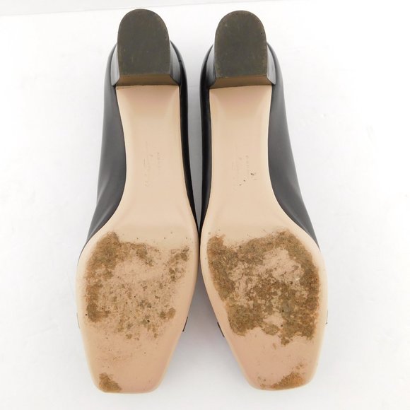 FERRAGAMO Signature Logo Horse Bit Buckle Dark Brown Leather Block Heel Pump 9.5 - Picture 7 of 9